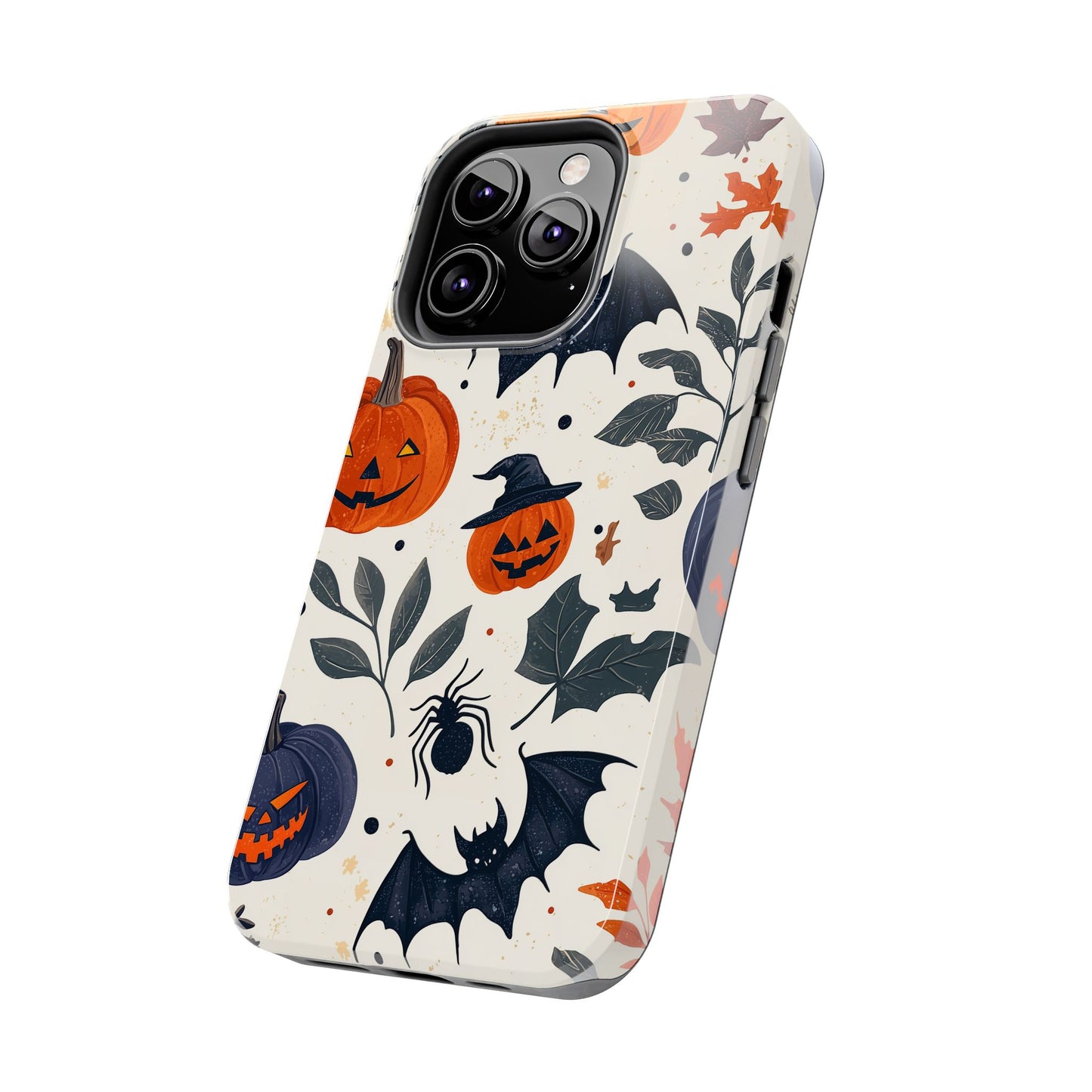 Spooky Halloween iPhone Case – Pumpkins, Bats, and Spider Design