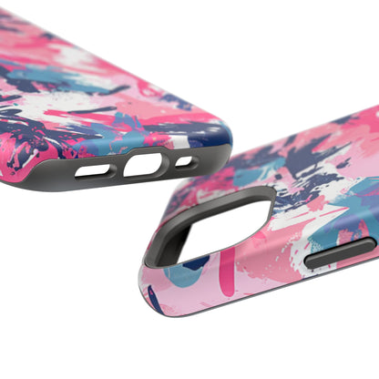 Vibrant Pink & Navy Abstract Splash – MagSafe iPhone Case