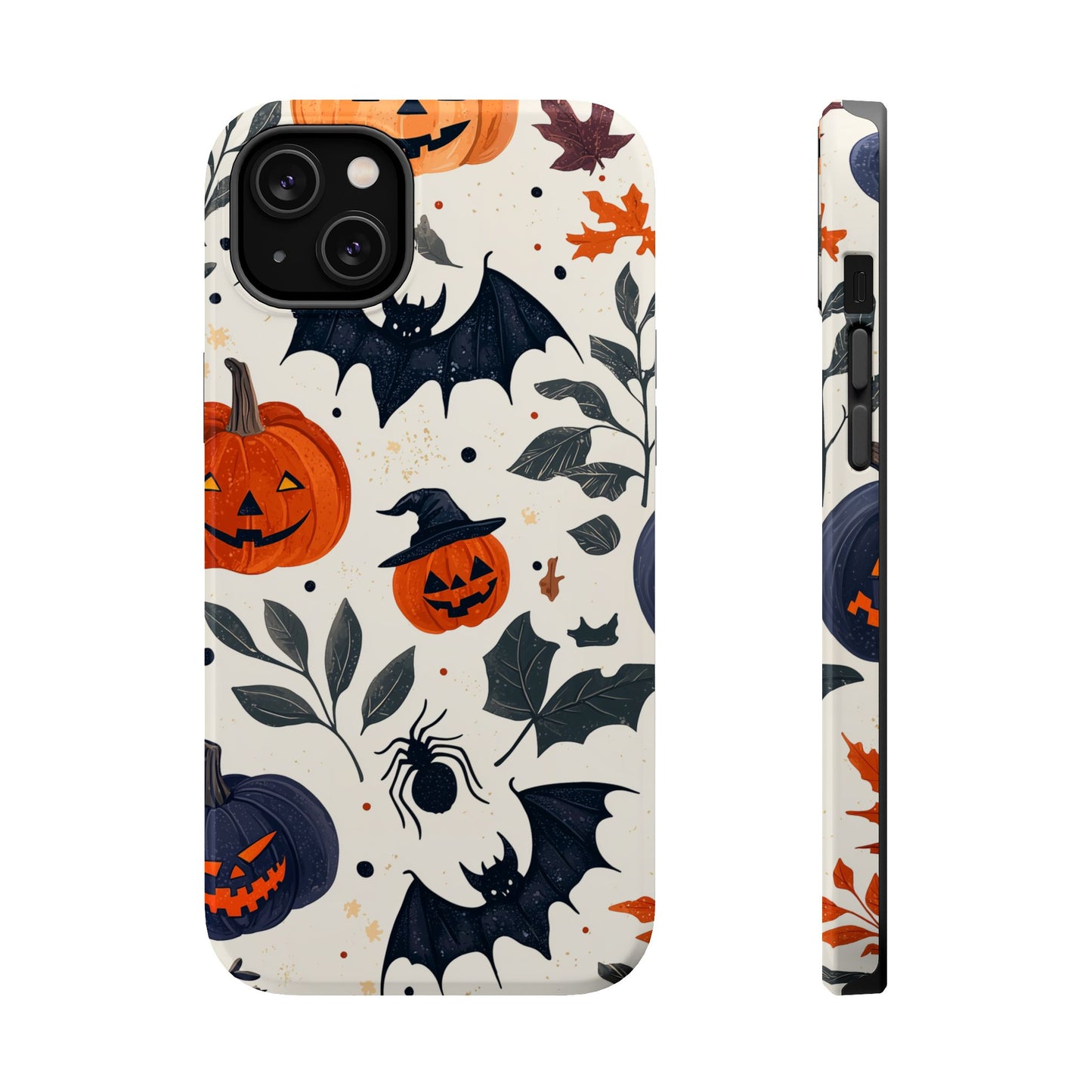 Spooky Halloween MagSafe iPhone Case – Pumpkins, Bats, and Spider Design