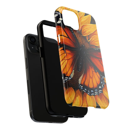 Monarch Butterfly & Sunflower Art – iPhone Case