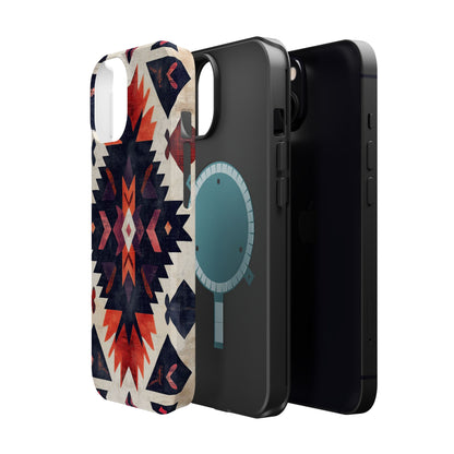 Boho Tribal Starburst Tough MagSafe iPhone Case – Vibrant Geometric Design, Dual-Layer Protection