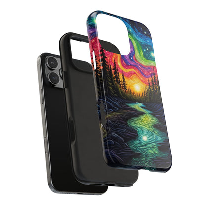 Celestial Nightscape iPhone Case – Vibrant River and Starry Sky Design