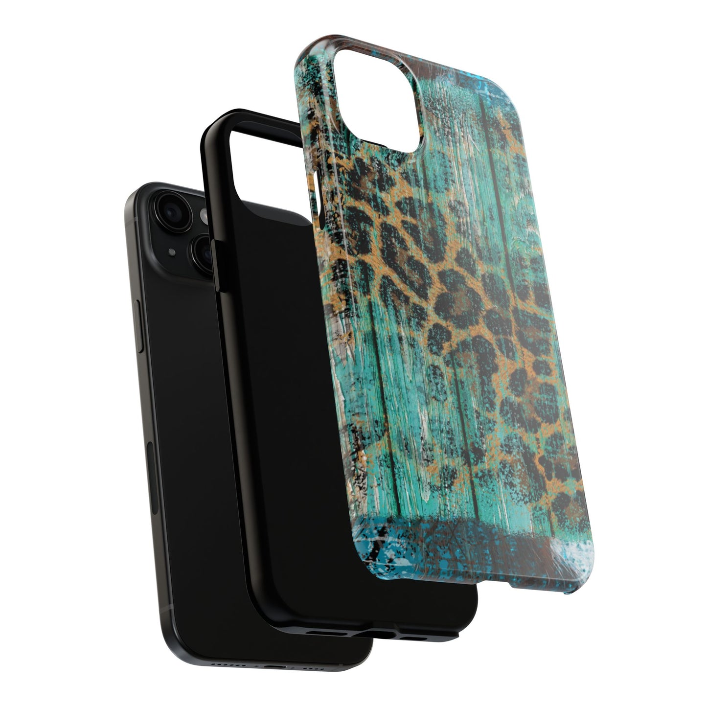 Turquoise Rustic Leopard Wood - iPhone Series Case