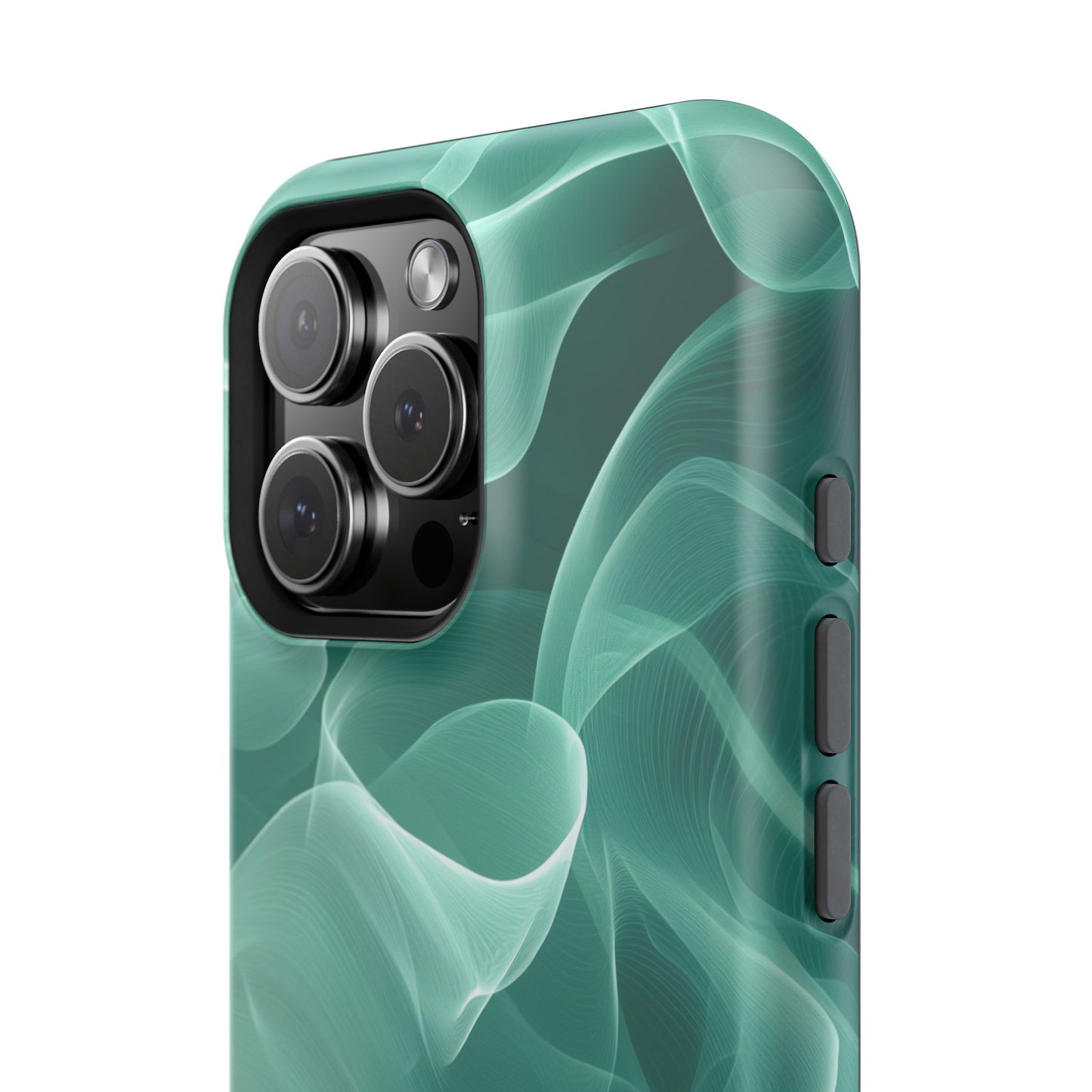 Emerald Flow MagSafe iPhone Case – Translucent Green Fabric-Inspired Design