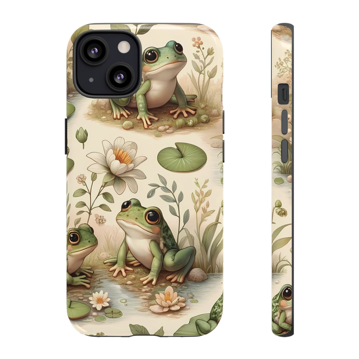 Cute Frogs Phone Case - Pond Pals Frolic - Charming Frog Lily Pad Phone Case for iPhone, Google & Samsung! Great Gift For Any Frog Lover!