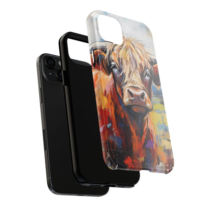 Cute Western Phone Case | Highland Cow | Robust Rocky Mountain-Inspired | Expressionism | Fresco