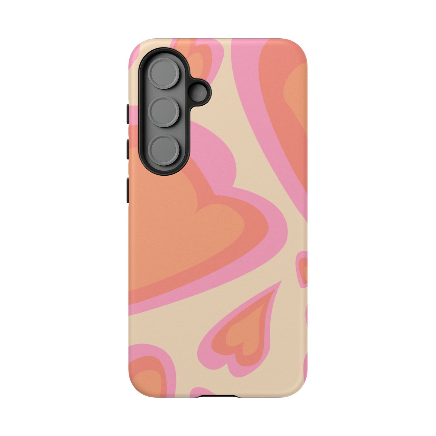 Retro Pink Hearts Samsung Galaxy Case – Shock-Resistant, Matte Finish, Dual-Layer Protection