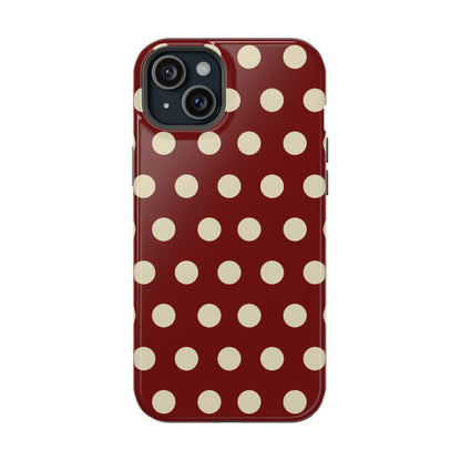 Classic Red & Cream Polka Dots - MagSafe iPhone Case