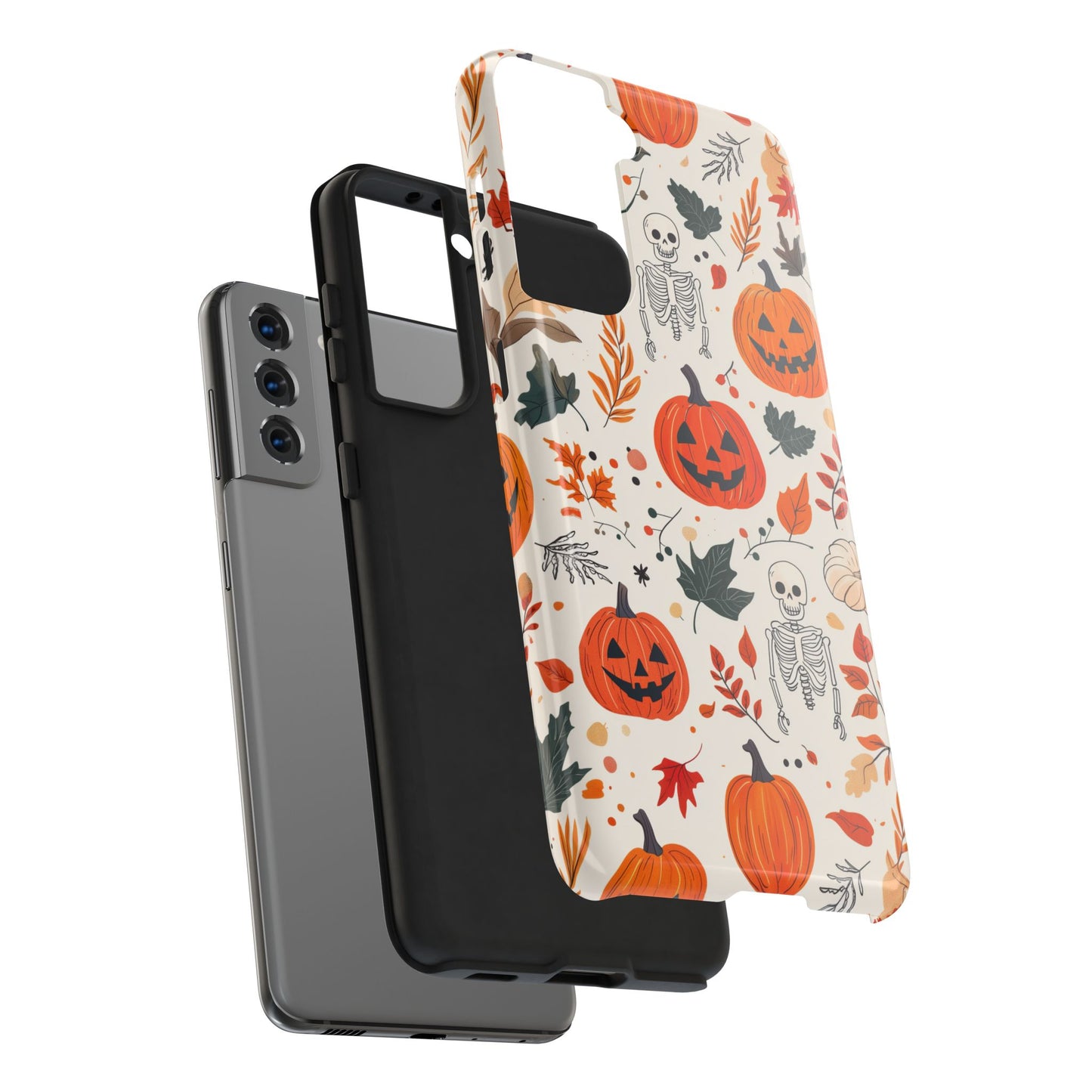 Halloween Pumpkin & Skeleton Samsung GalaxyCase – Spooky Autumn Design