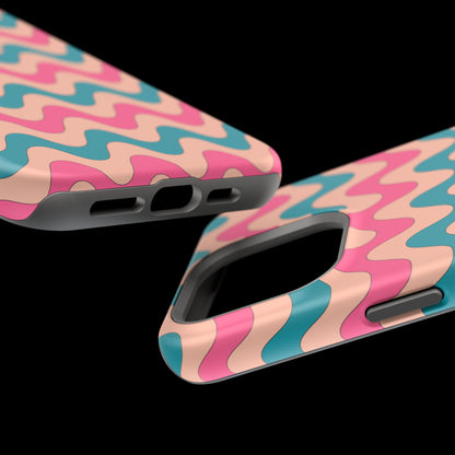 Retro Waves Pattern MagSafe iPhone Case – Shockproof Design with Dual-Layer Protection