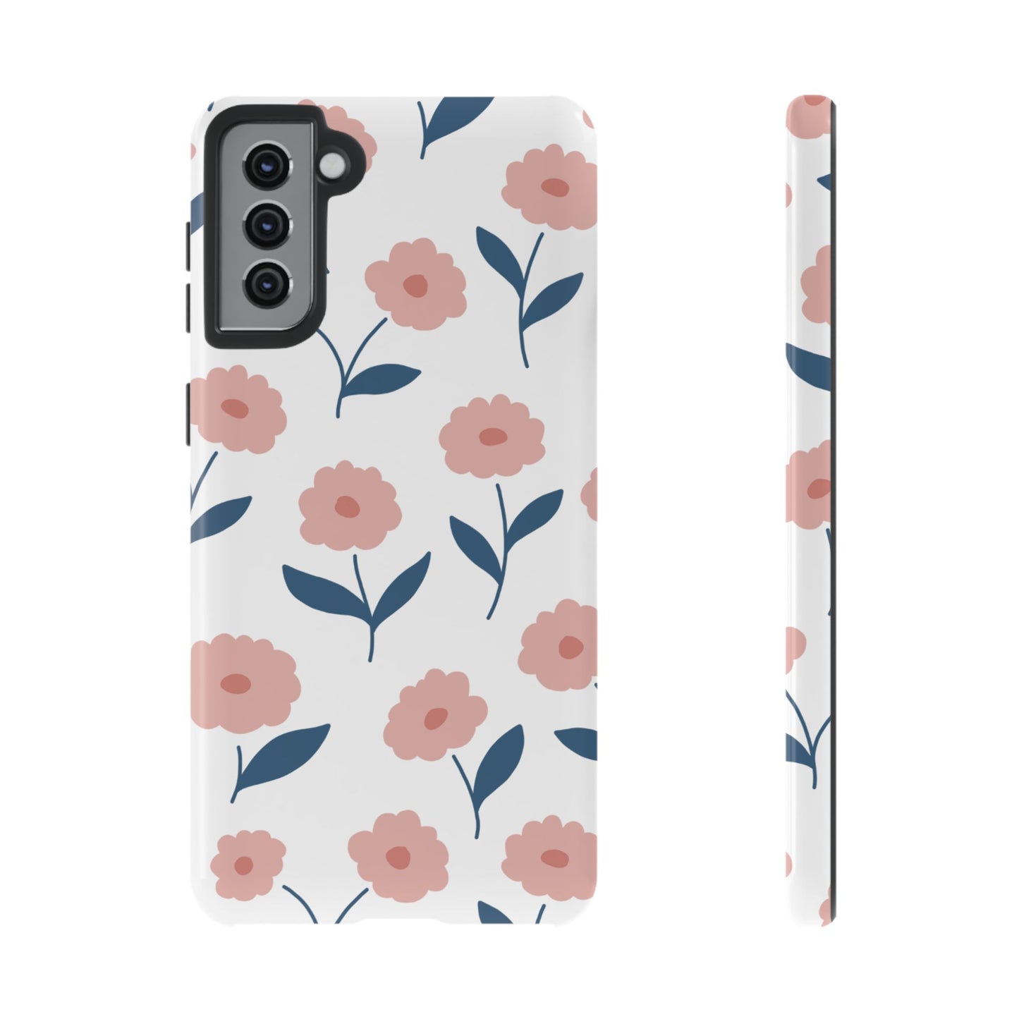 Playful Pink Floral Tough Samsung Galaxy Case – Soft Pastel Design, Slim & Shockproof - BOGO Cases