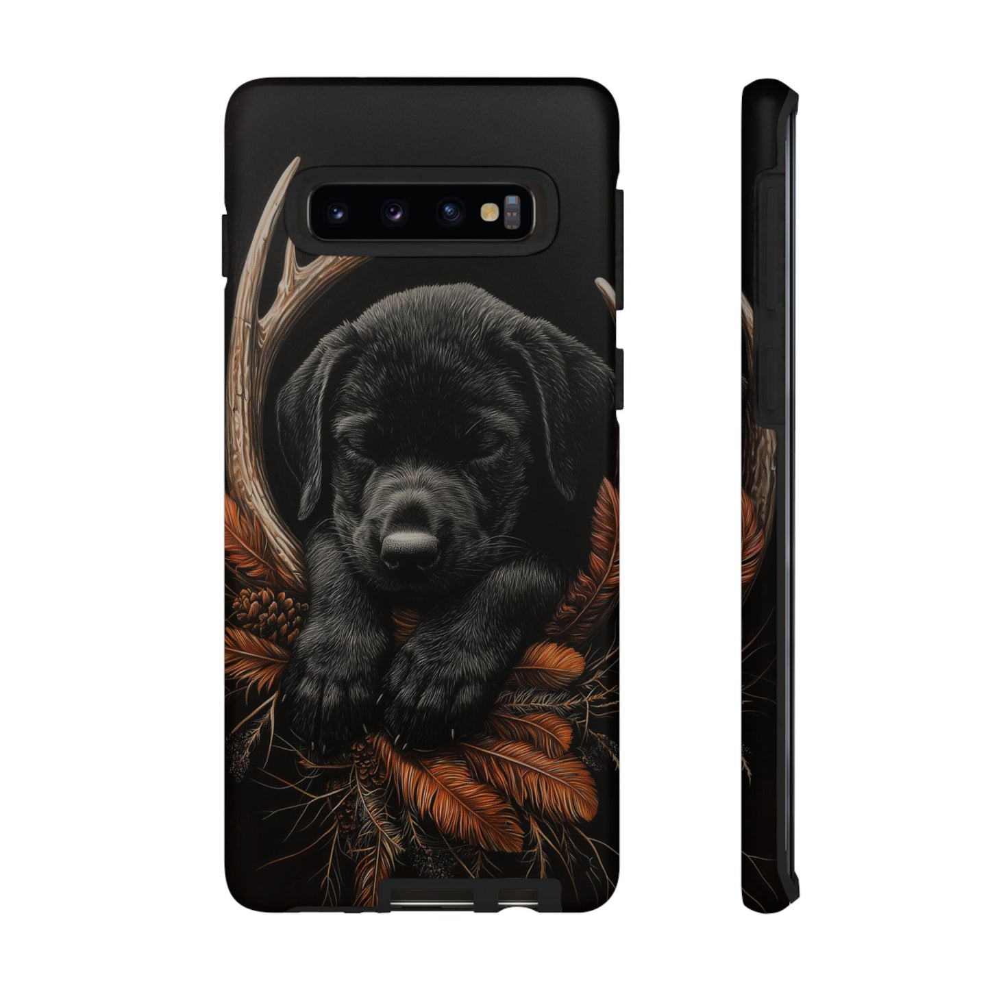 Charming Black Labrador Puppy on Feathers Samsung Galaxy Case