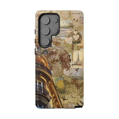 Parisian Dream Collage Samsung Galaxy Case – Dual-Layer Protection with Vintage French Aesthetic