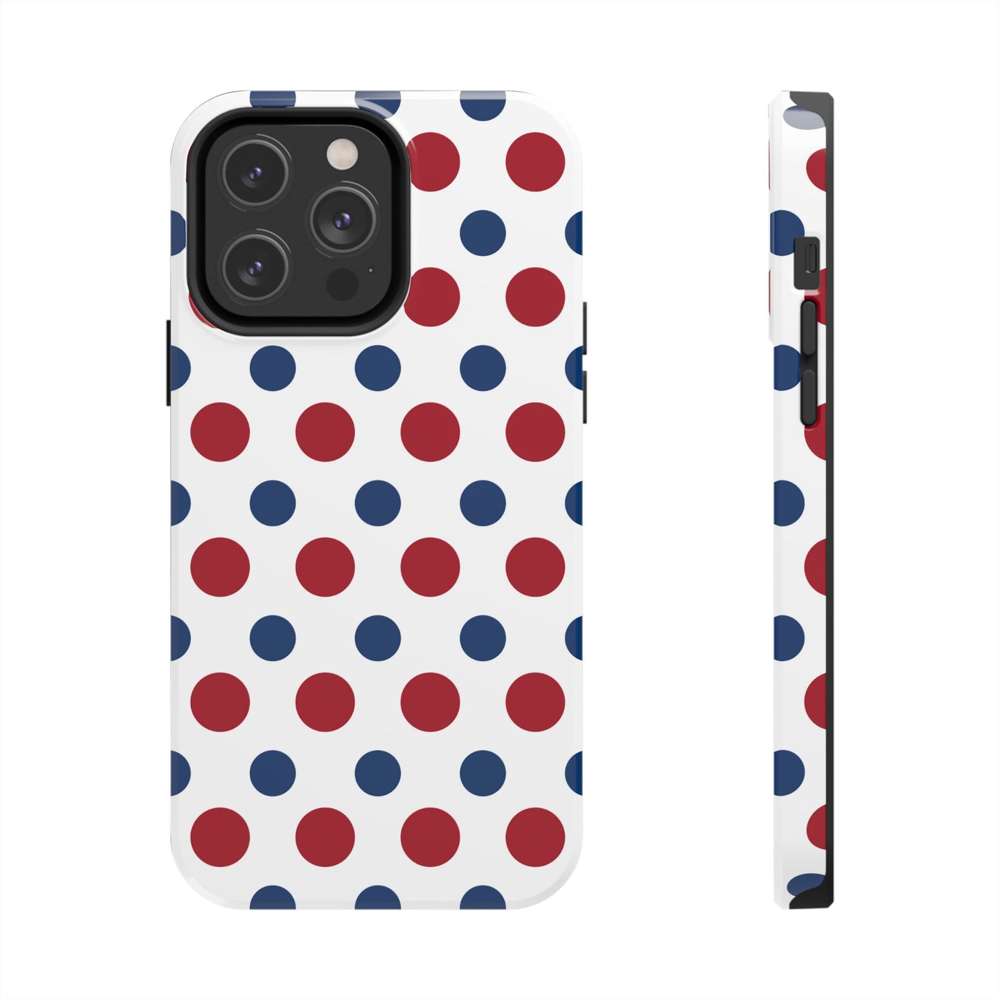 Patriotic Navy, White, and Red Polka Dot iPhone Case