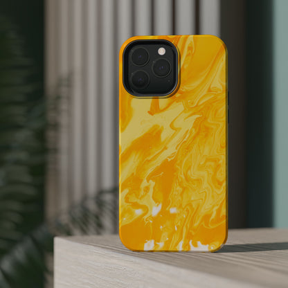 Luxe Yellow Marble MagSafe iPhone Case – Bold Golden Elegance with Magnetic Precision