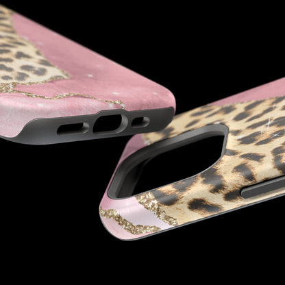 Pink Glam Leopard - MagSafe iPhone Series Case with Glitter Accents