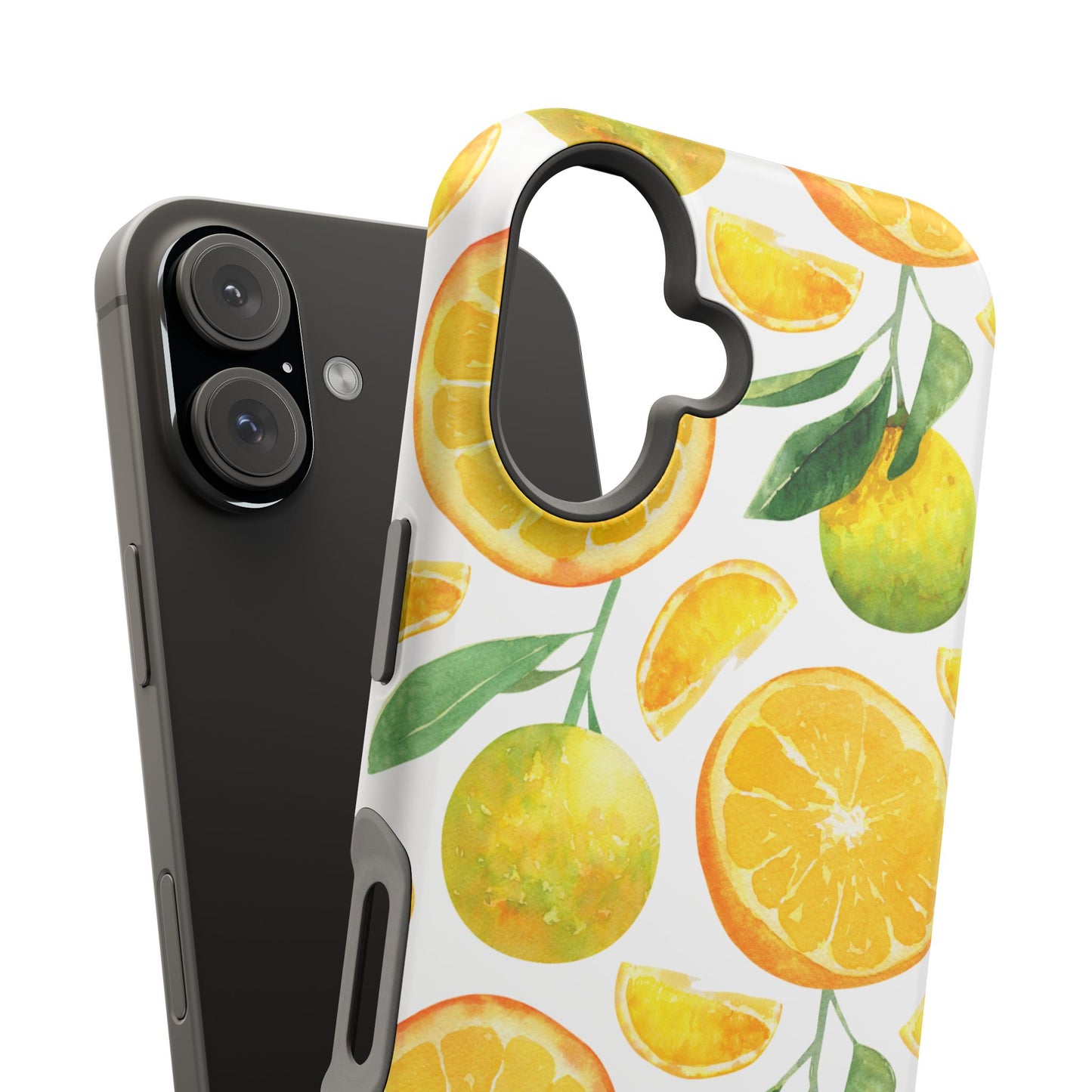 Sunny Citrus Grove Tough MagSafe iPhone Case – Watercolor Orange Design, Dual-Layer Protection