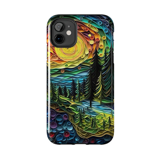 Radiant Forest Sunset iPhone Case – Artistic Landscape Design