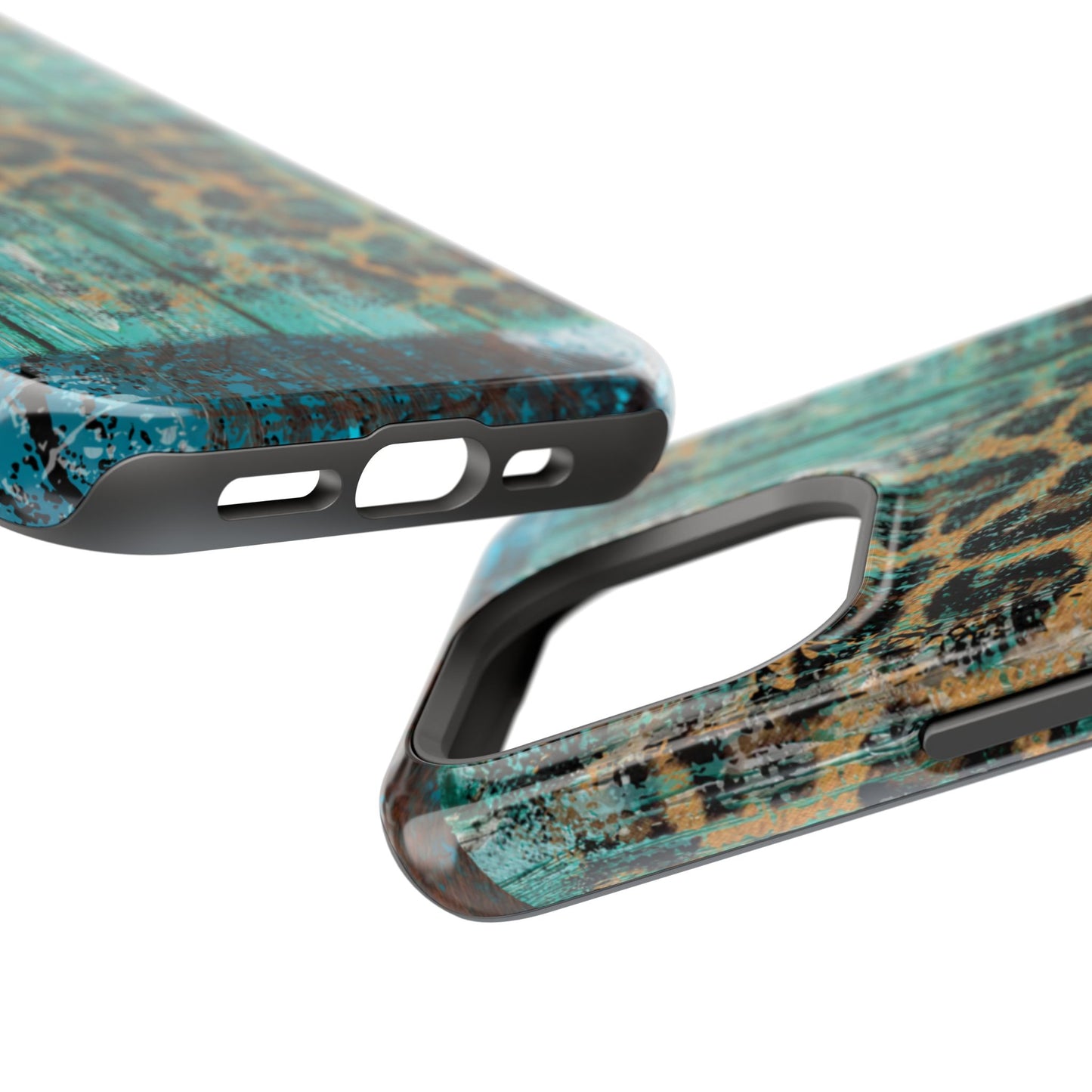 Turquoise Rustic Leopard Wood - MagSafe  iPhone Series Case