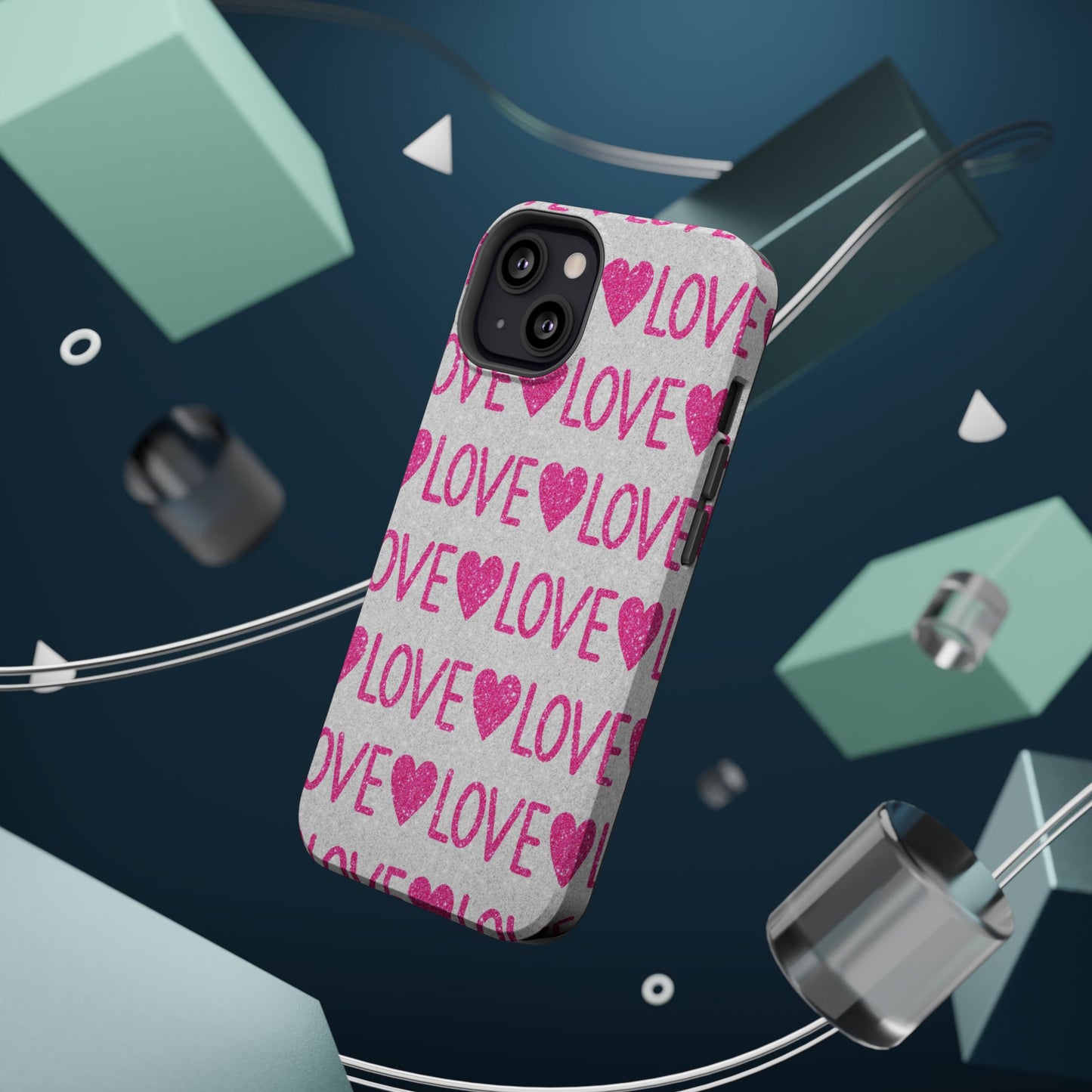 Pink Glitter Love Pattern – MagSafe iPhone Case