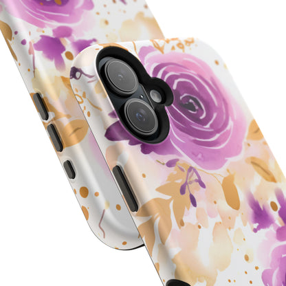 Soft Purple & Gold Floral Splash - MagSafe iPhone Series Case