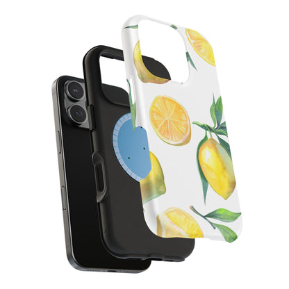 Lemon Grove Watercolor Tough MagSafe iPhone Case – Fresh Citrus Design, Dual-Layer Protection