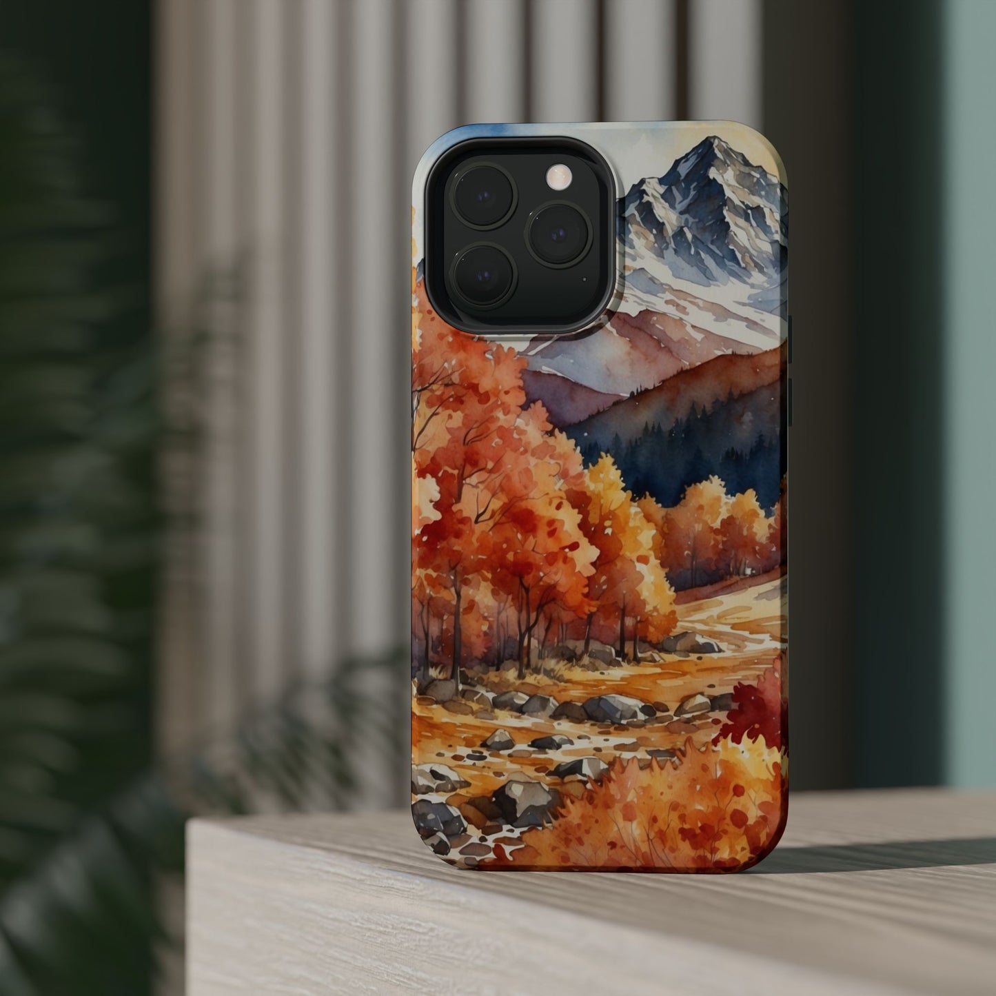 Watercolor Autumn Forest and Mountains - MagSafe iPhone Case