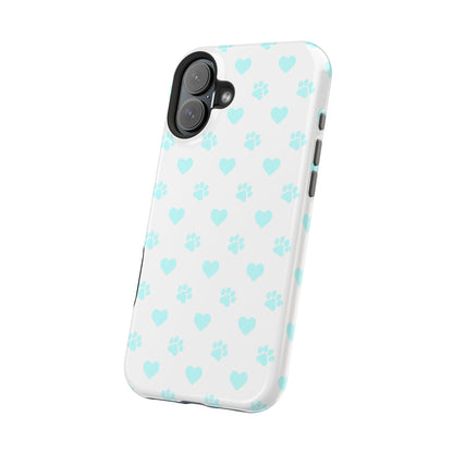 MagSafe Case - Aqua Paw Print & Heart Design