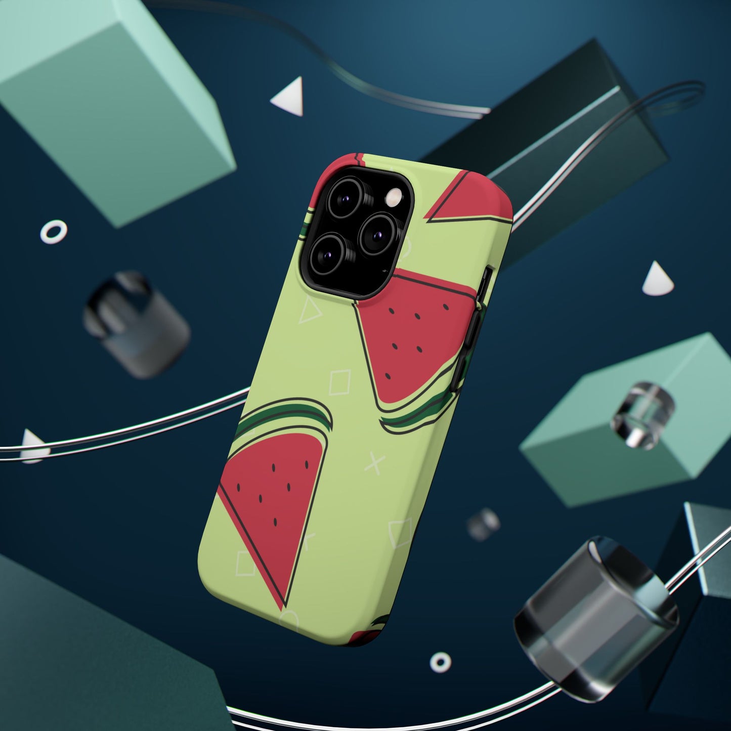 Watermelon Slice MagSafe iPhone Case – Fresh & Fun Design with Retro Geometric Pattern