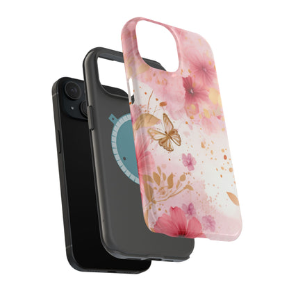 Blush Pink Floral Butterfly - MagSafe iPhone Case