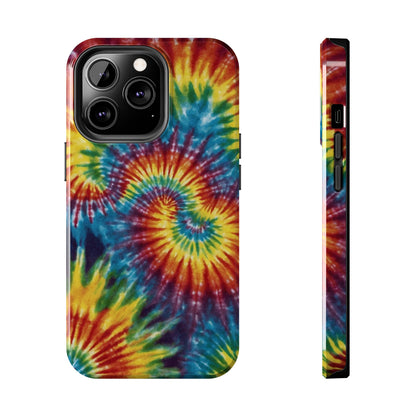 Retro Tie-Dye Swirl iPhone Case – Rainbow Spiral Design