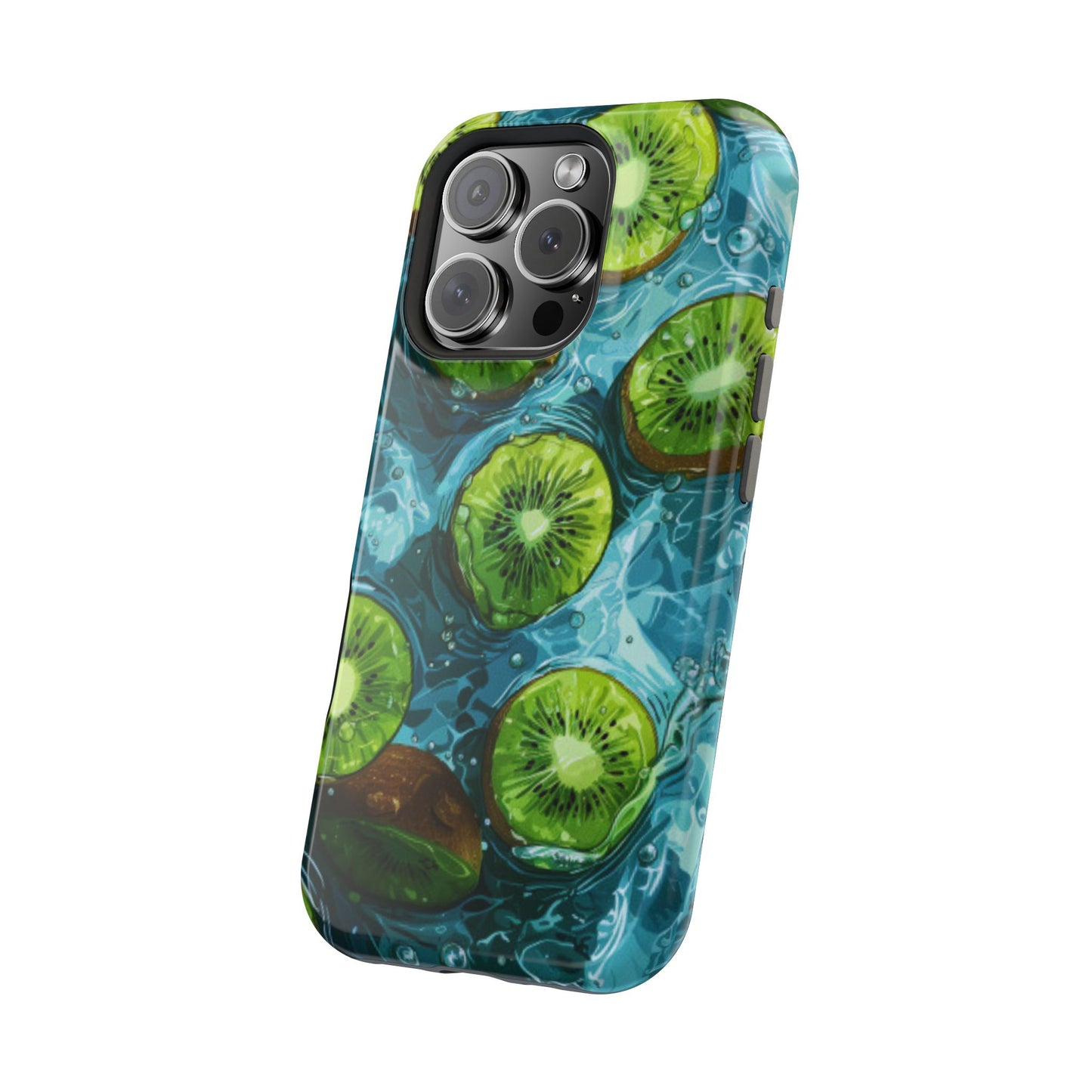 Tropical Kiwi Splash MagSafe iPhone Case – Tough Dual-Layer, Vibrant Summer Design