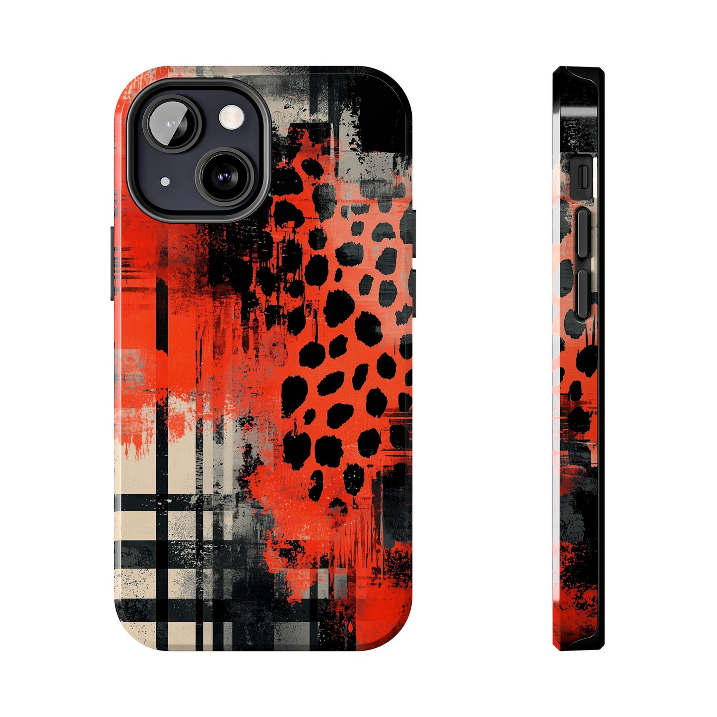 Cheetah Plaid iPhone Case – Red & Black Pattern