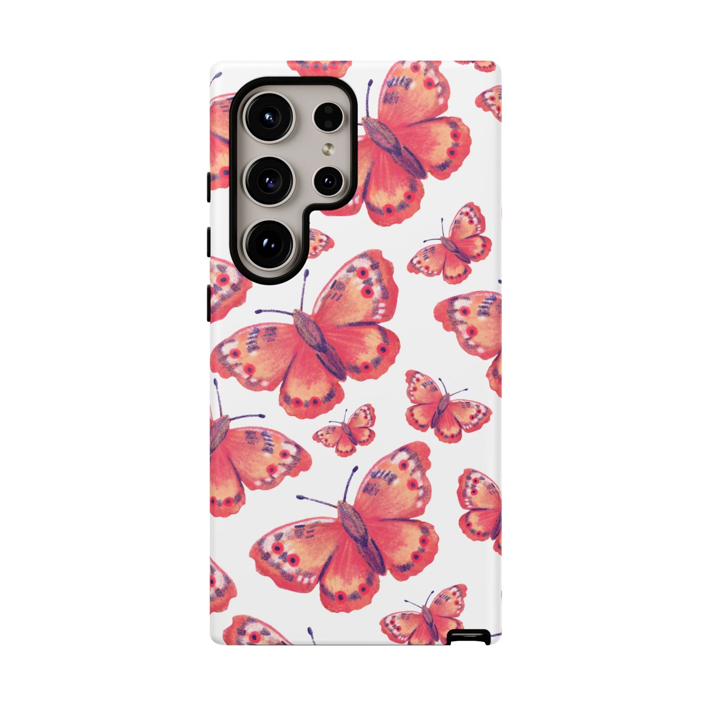 Coral Butterfly Samsung Galaxy Case – Slim, Protective Design with Bold Watercolor Print