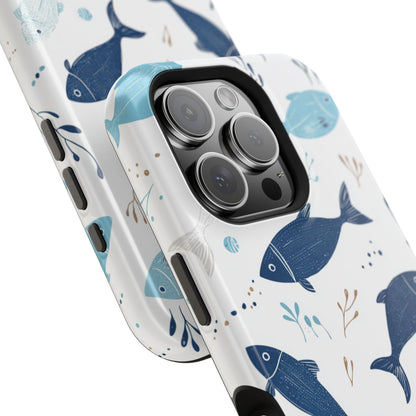 Oceanic Blue Fish Pattern - MagSafe iPhone Series Case