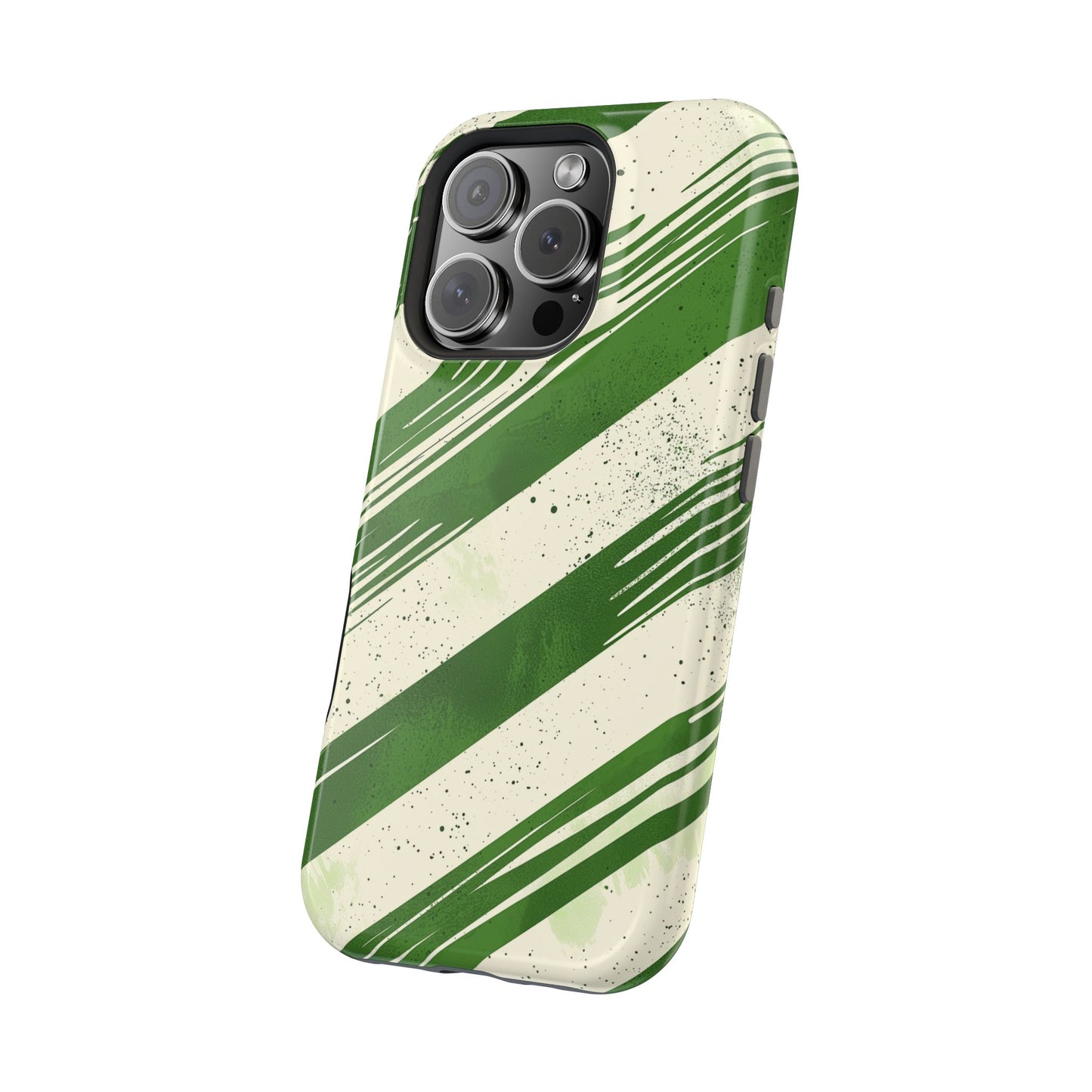 Green Stripes MagSafe iPhone Case – Bold Diagonal Brushstroke Design