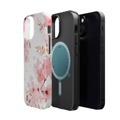 Soft Pink Cherry Blossom MagSafe Case – Floral Elegance with Wireless Charging