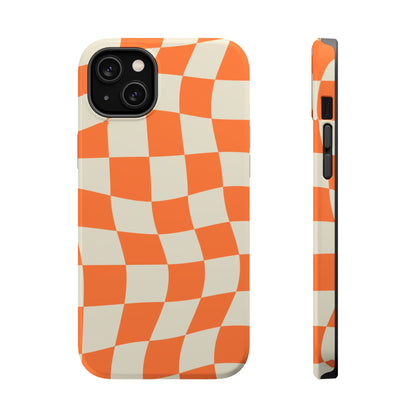 Wavy Retro Checkerboard MagSafe iPhone Case – Shockproof, Matte Finish, Dual-Layer Protection