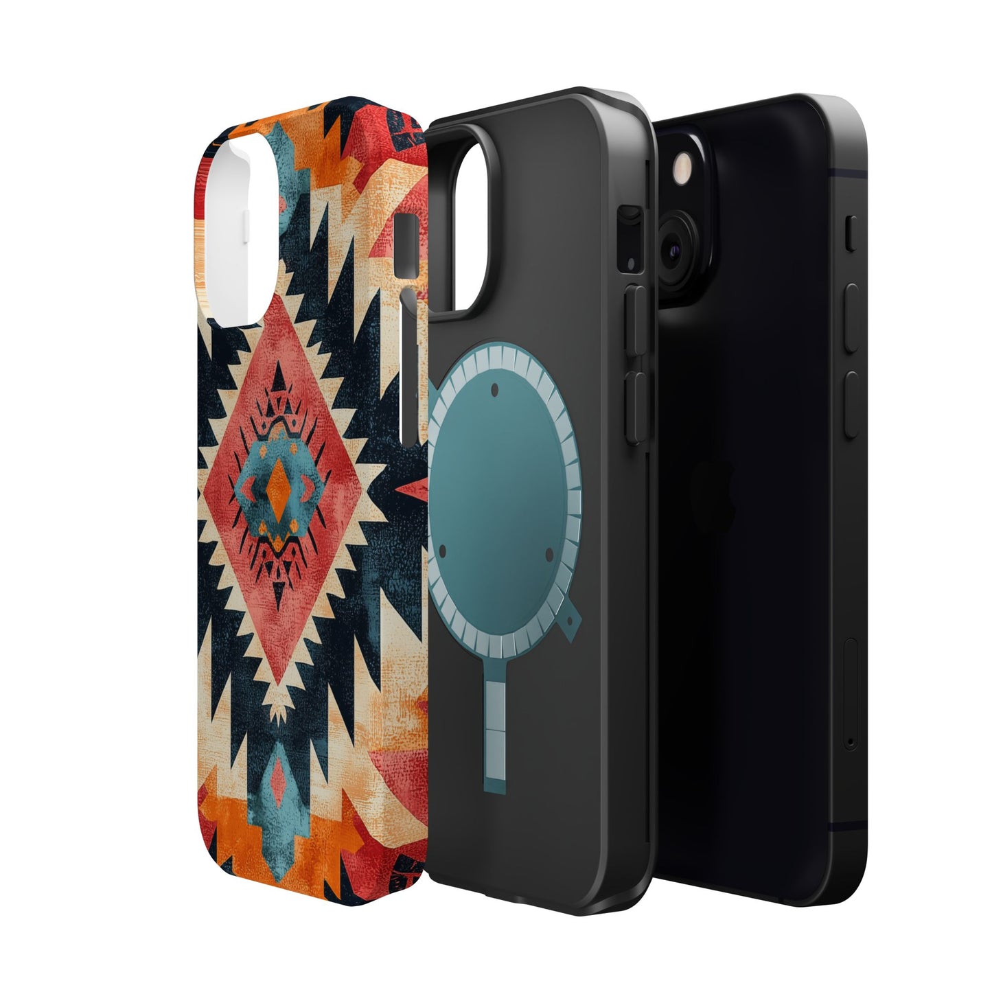 Bold Aztec Pattern Tough MagSafe iPhone Case – Vibrant Geometric Design, Dual-Layer Protection