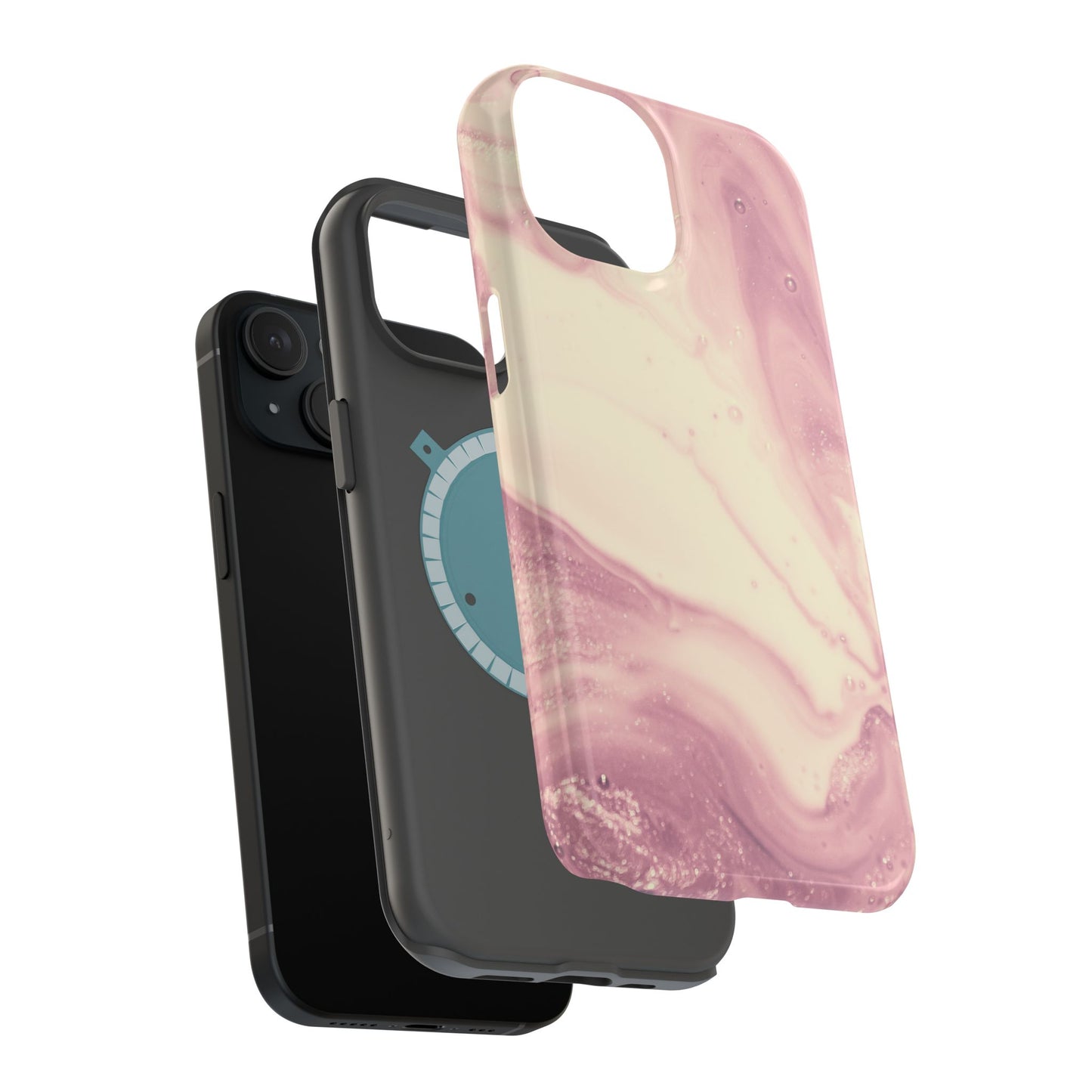 Blush Marble Glow – MagSafe Case with Pink & Rose Gold Marble Design