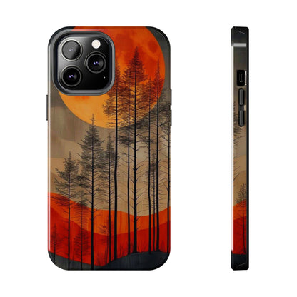 Moody Forest Moonrise iPhone Case – Dark Landscape Design, Dual-Layer Protection