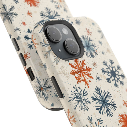 Rustic Orange and Blue Snowflake Pattern – MagSafe iPhone Series Case