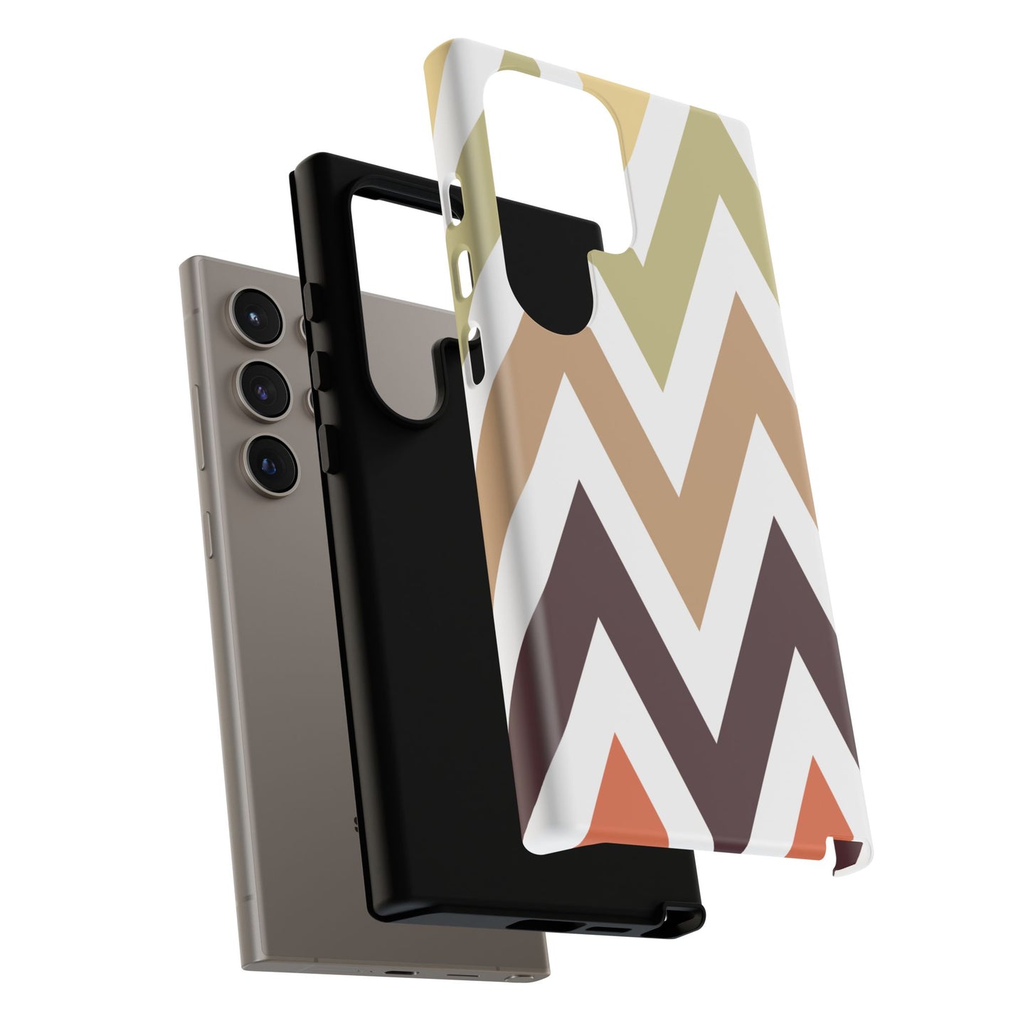 Earthy Chevron Samsung Galaxy Case – Boho-Inspired Design with Dual-Layer Protection