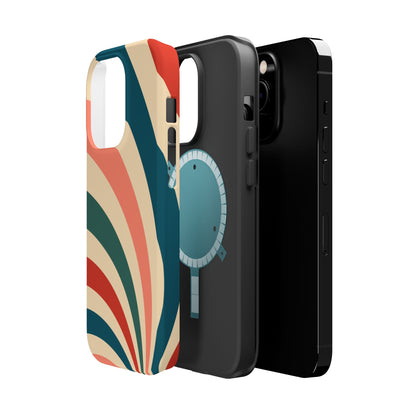 Retro Sunburst Swirl MagSafe iPhone Case – Dual-Layer Protection with Bold 70s Vibes