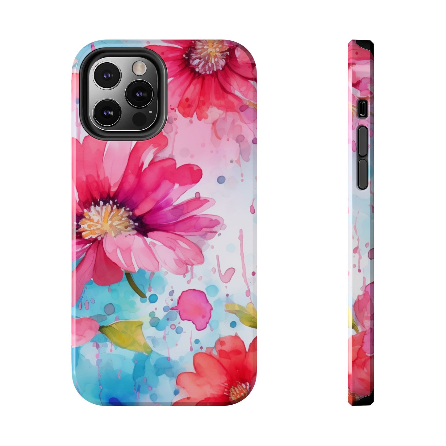 Vibrant Watercolor Red & Pink Floral - iPhone Case