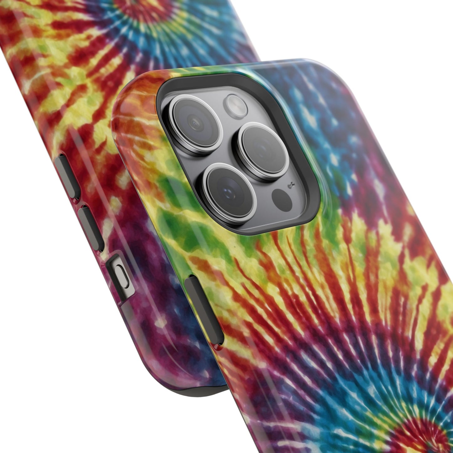 Vibrant Spiral Tie-Dye MagSafe Case – Retro Rainbow Design