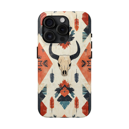 Southwestern Boho Skull Tough iPhone Case – Durable Matte Finish, Dual - Layer Protection - BOGO Cases