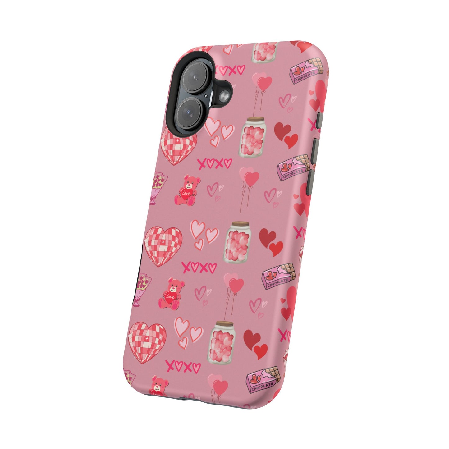 Pink Valentine Love Collage – MagSafe-Compatible iPhone Case