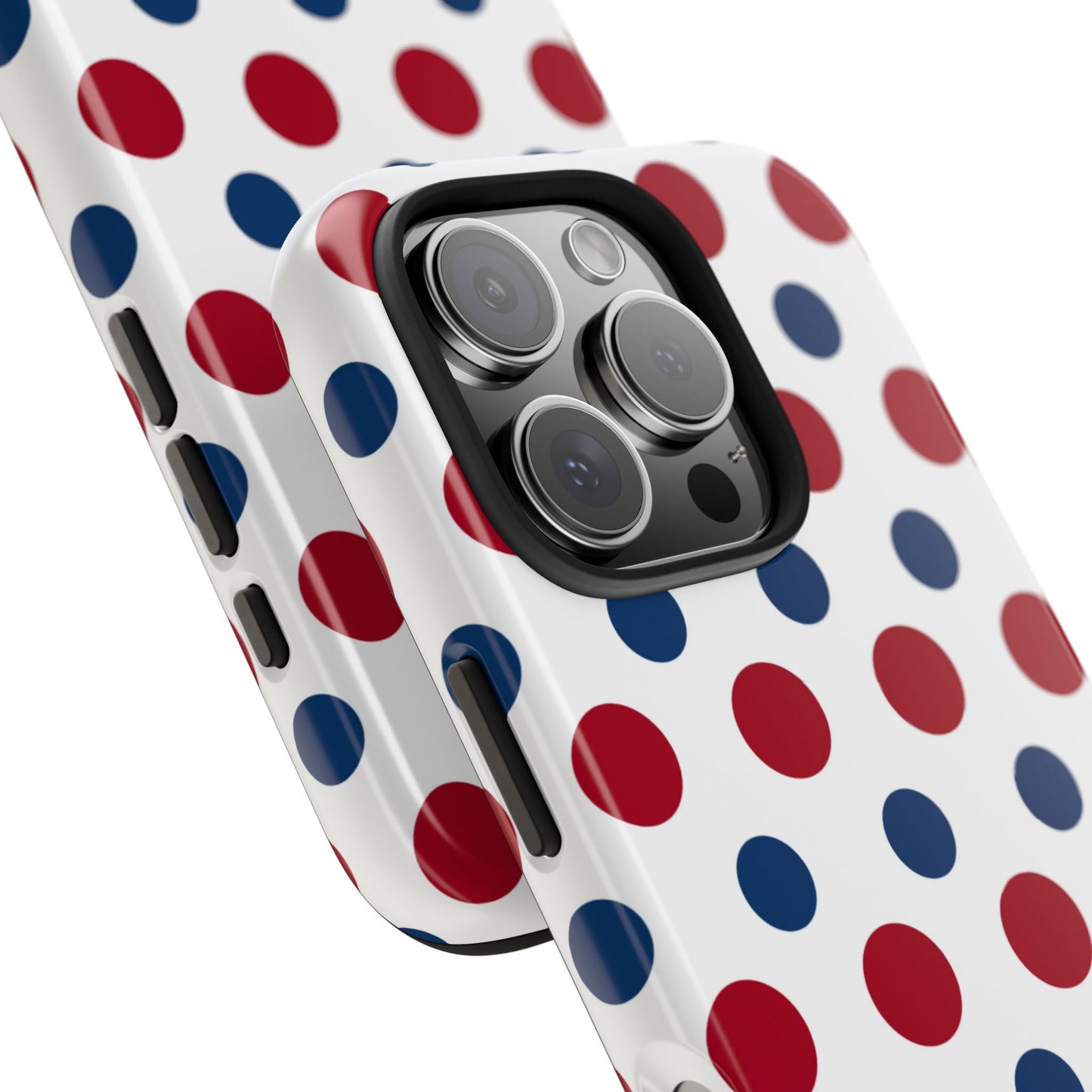 Patriotic Navy, White, and Red Polka Dot iPhone Case