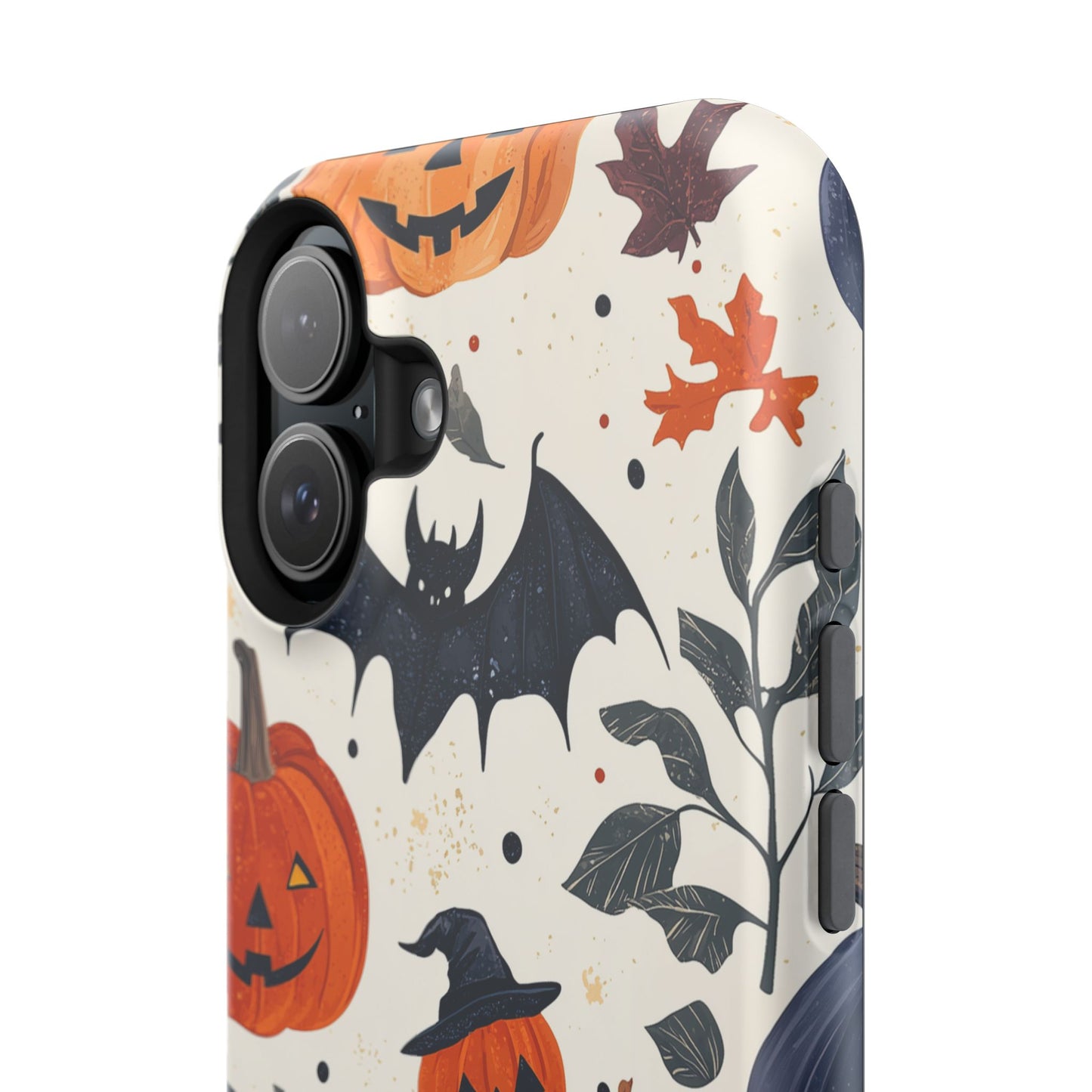 Spooky Halloween MagSafe iPhone Case – Pumpkins, Bats, and Spider Design